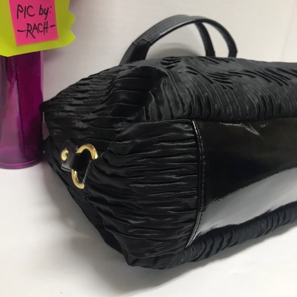 Coach Ashley 20050 Black Gathered Satin Purse Handbag & Wristlet SET - Picture 6 of 13